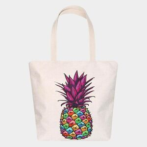 Pineapple Printed Canvas Tote Eco Bag NWT